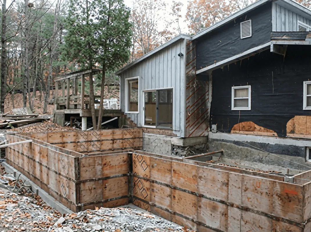 Prepared site with foundation forms for home remodeling and addition project in Denver, CO